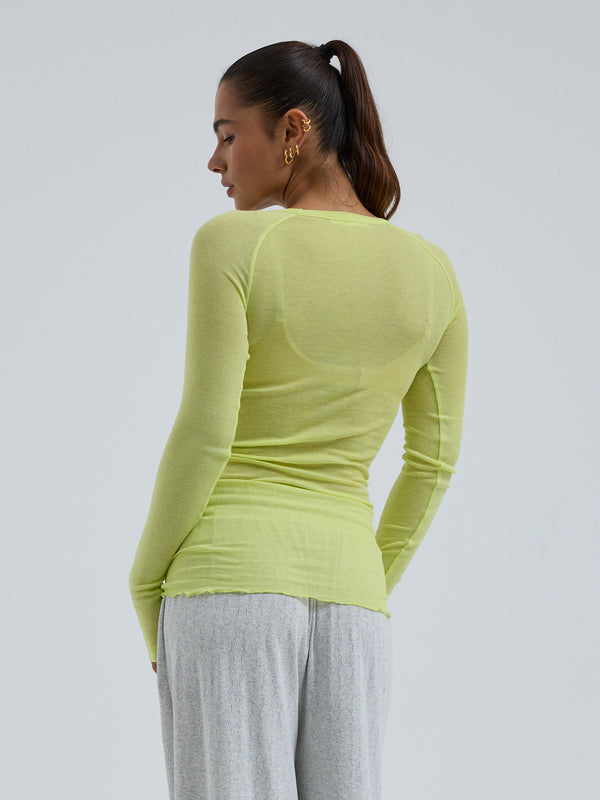 Seamless Basic Cotton Elvira | Baumwolle L/S T-Shirt Neon Yellow