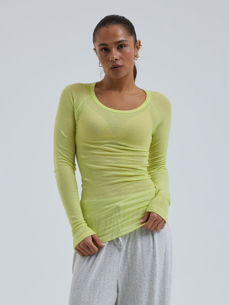Seamless Basic Cotton Elvira | Baumwolle L/S T-Shirt Neon Yellow