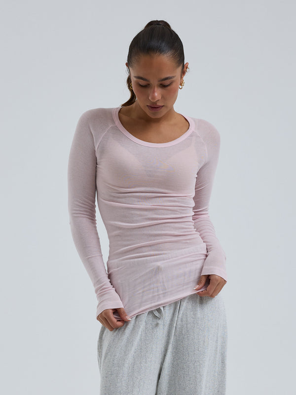 Seamless Basic Cotton Elvira | Baumwolle L/S T-Shirt Pale Rose