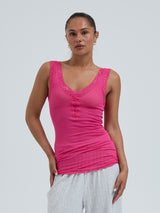 Seamless Basic Cotton Lacey | Baumwolle Tank Top Berry Pink