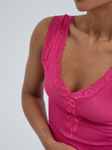 Seamless Basic Cotton Lacey | Baumwolle Tank Top Berry Pink