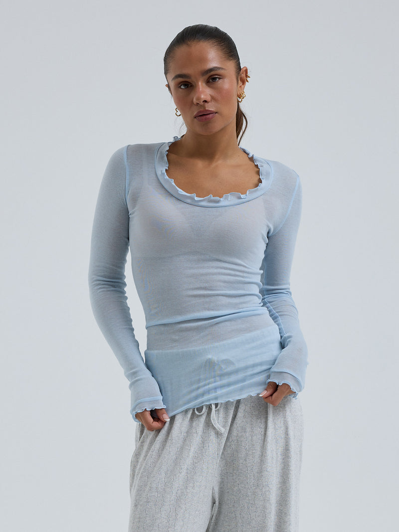 Seamless Basic Cotton Romance | Baumwolle L/S T-Shirt Hazy Sky