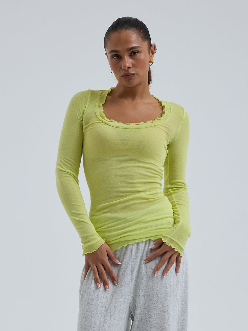 Seamless Basic Cotton Romance | Baumwolle L/S T-Shirt Neon Yellow