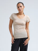 Seamless Basic Cotton Roseanna | Baumwolle S/S T-Shirt Dark sand