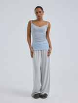 Seamless Basic Cotton Spaghetti | Baumwolle Strap Top Hazy Sky