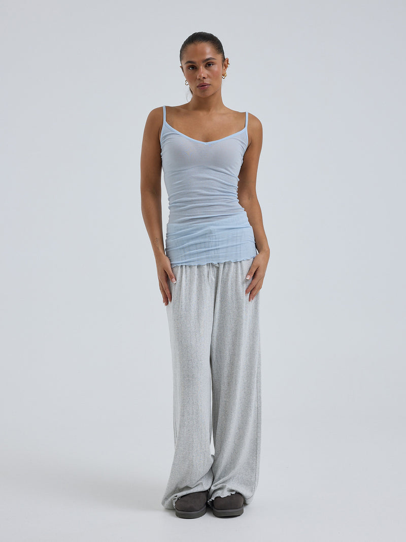 Seamless Basic Cotton Spaghetti | Baumwolle Strap Top Hazy Sky
