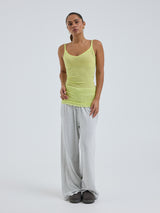 Seamless Basic Cotton Spaghetti | Baumwolle Strap Top Neon Yellow