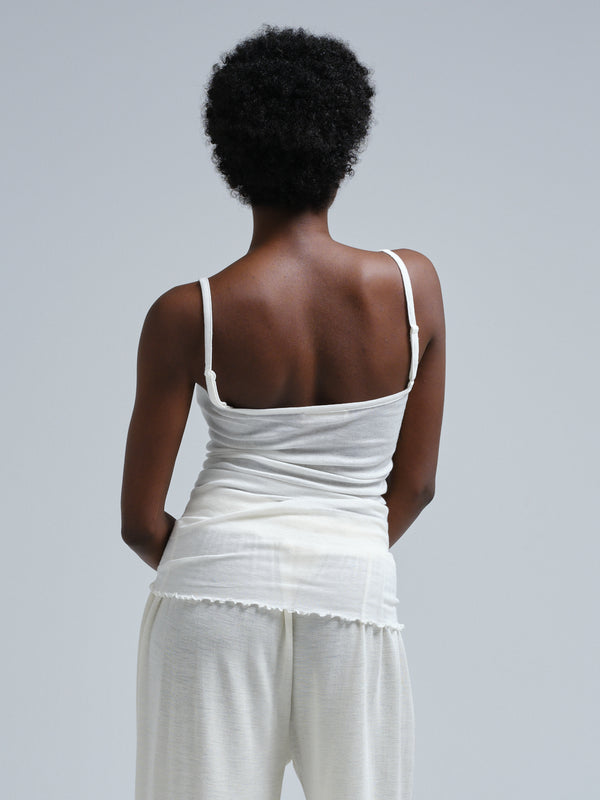 Seamless Basic Cotton Spaghetti | Baumwolle Strap Top Off-White