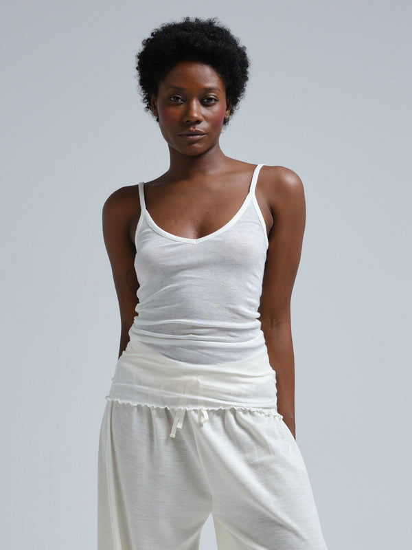 Seamless Basic Cotton Spaghetti | Baumwolle Strap Top Off-White