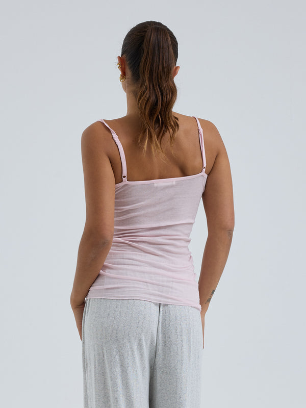 Seamless Basic Cotton Spaghetti | Baumwolle Strap Top Pale Rose