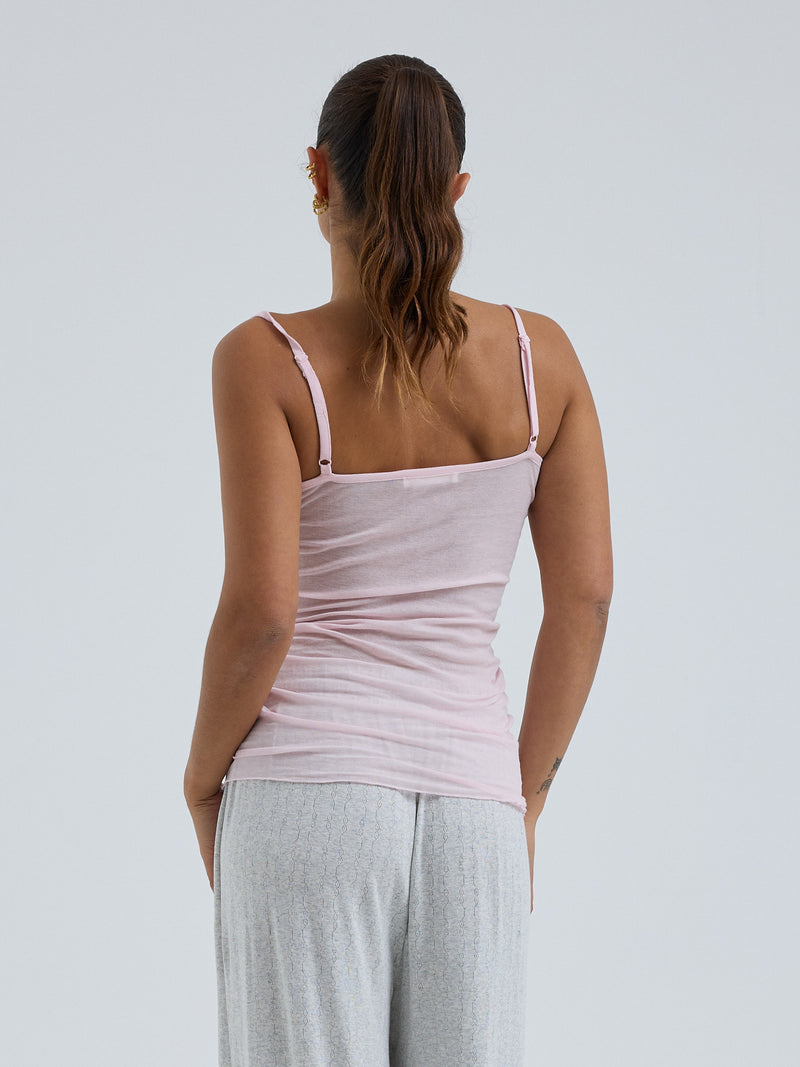 Seamless Basic Cotton Spaghetti | Baumwolle Strap Top Pale Rose