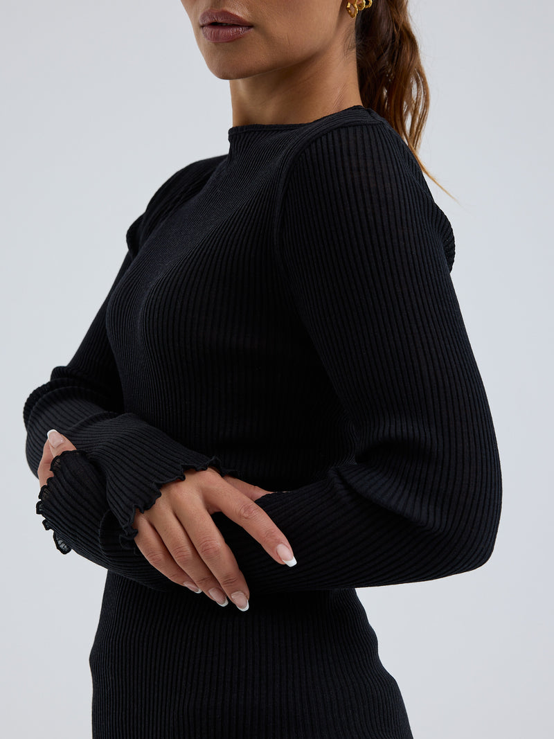Seamless Basic Elegante | Merinowolle L/S T-Shirt Black