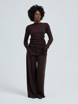 Seamless Basic Elegante | Merinowolle L/S T-Shirt Dark Brown