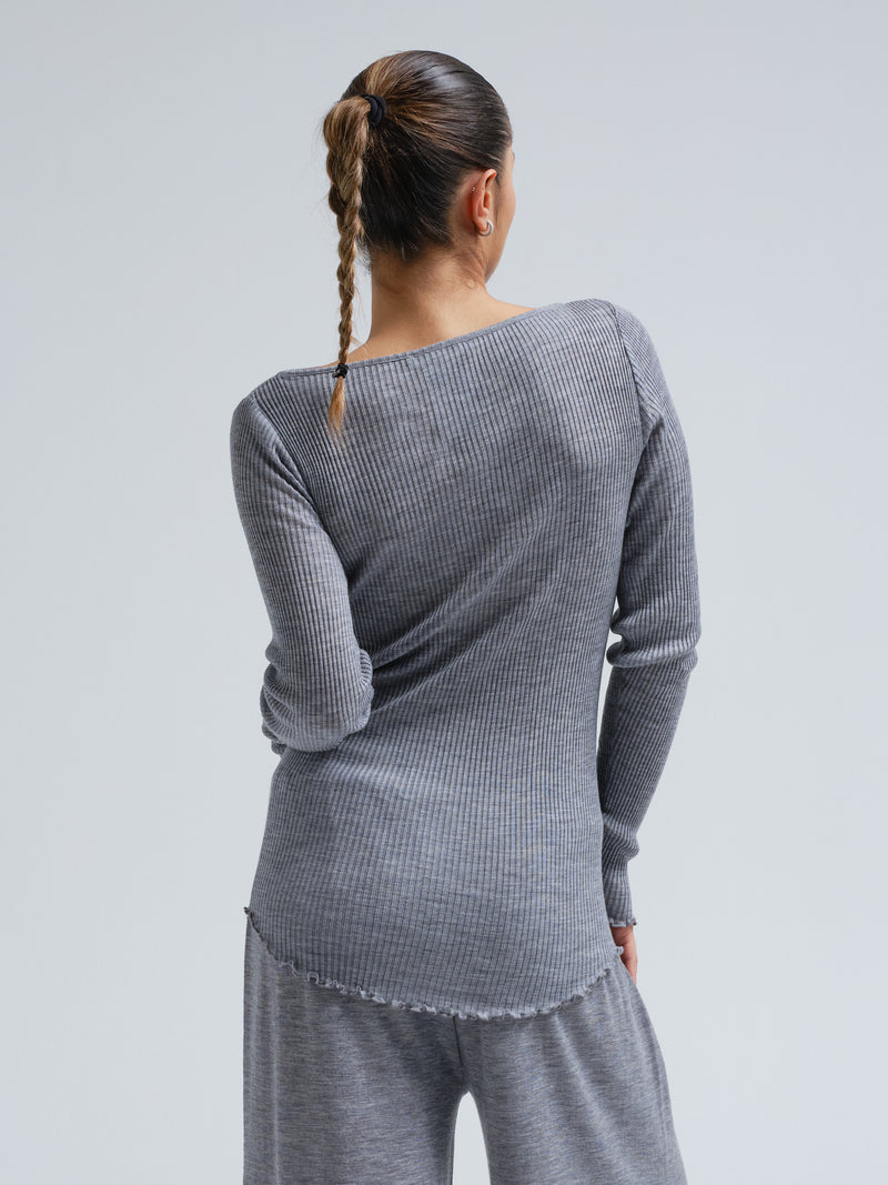 Seamless Basic Elegante | Merinowolle L/S T-Shirt Grey Melange
