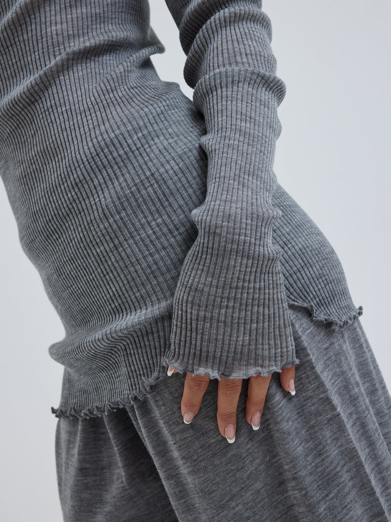 Seamless Basic Elegante | Merinowolle L/S T-Shirt Grey Melange