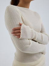 Seamless Basic Elegante | Merinowolle L/S T-Shirt Off-White