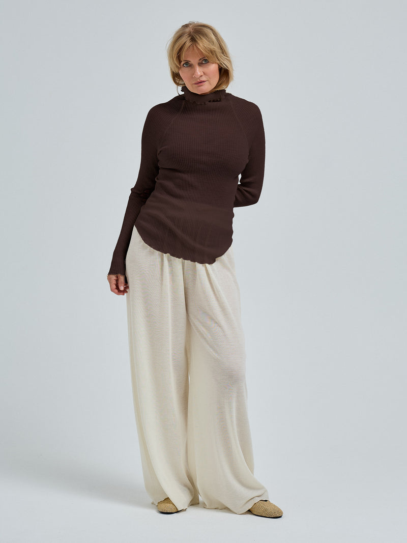 Seamless Basic Fiori | Merinowolle L/S T-Shirt Dark Brown