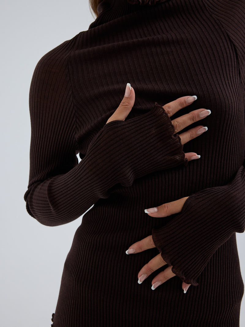 Seamless Basic Fiori | Merinowolle L/S T-Shirt Dark Brown