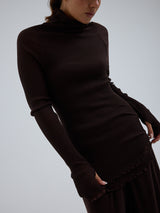 Seamless Basic Fiori | Merinowolle L/S T-Shirt Dark Brown