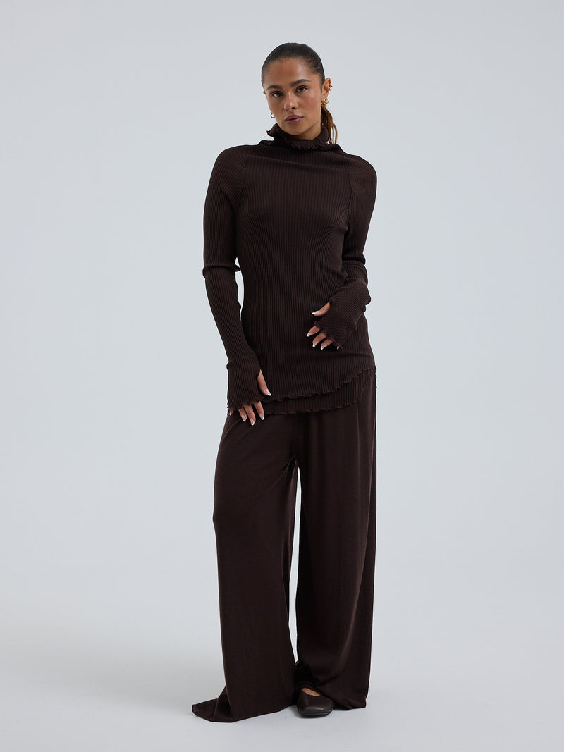 Seamless Basic Fiori | Merinowolle L/S T-Shirt Dark Brown