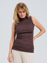 Seamless Basic Fleur | Bio-Baumwolle Roll Neck Sleeveless Java