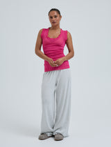 Seamless Basic Flounce | Baumwolle Tank Top Berry Pink
