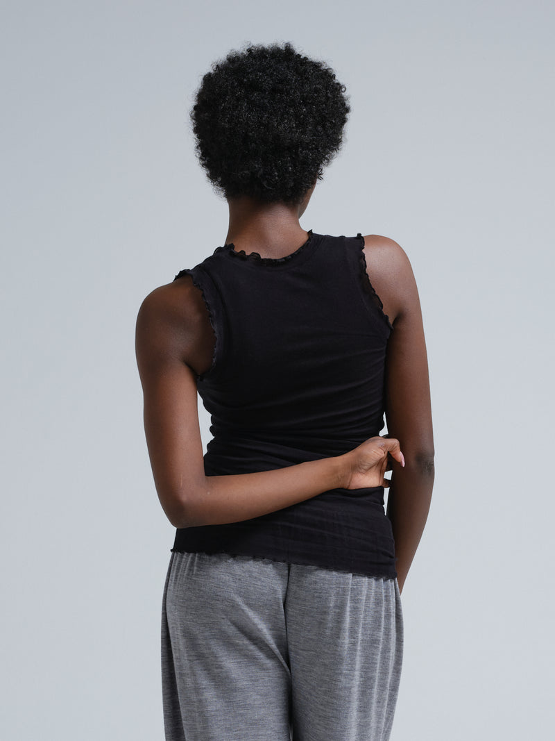 Seamless Basic Flounce | Baumwolle Tank Top Black