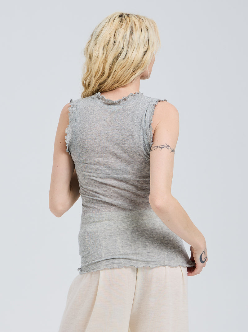 Seamless Basic Flounce | Baumwolle Tank Top Grey Melange