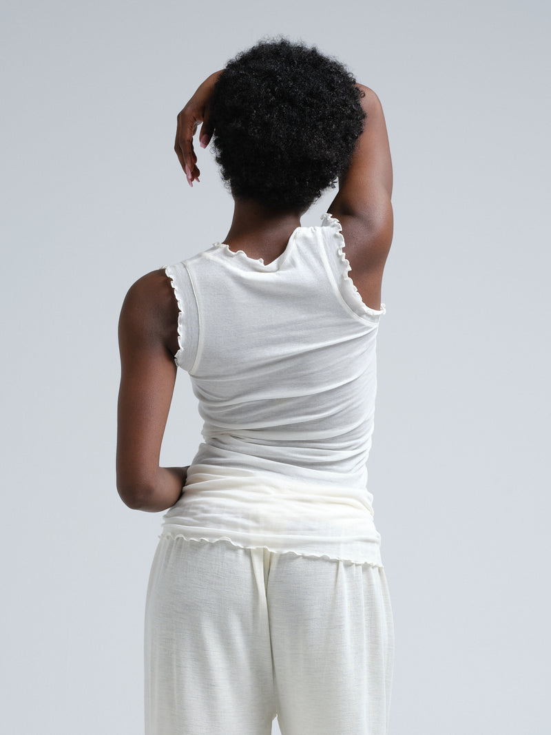 Seamless Basic Flounce | Baumwolle Tank Top Off-White