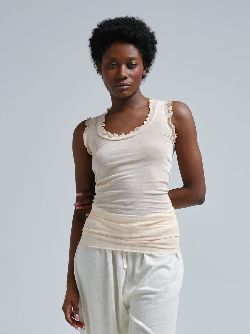 Seamless Basic Flounce | Baumwolle Tank Top Rosie Beige