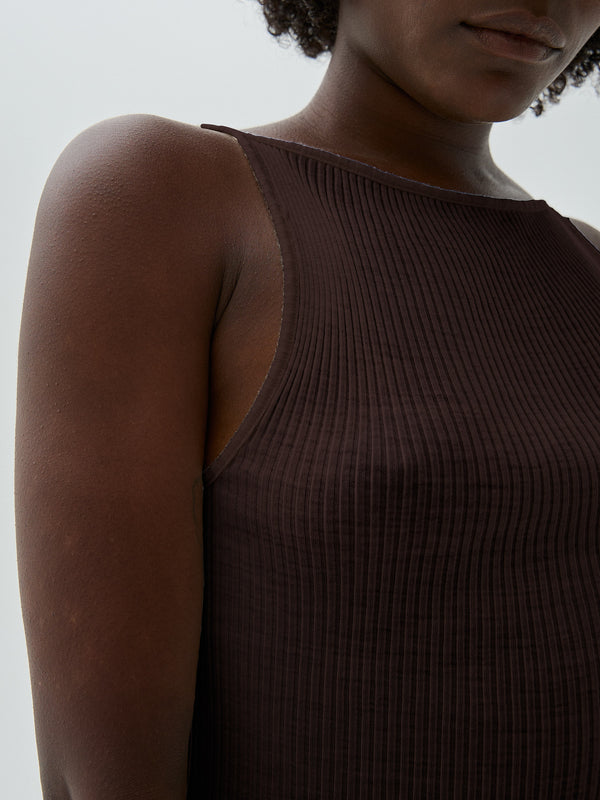Seamless Basic Fresco | Merinowolle Strap Top Dark Brown