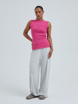 Seamless Basic Jacquard Crush | Baumwolle Tank Top Berry Pink