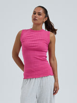 Seamless Basic Jacquard Crush | Baumwolle Tank Top Berry Pink