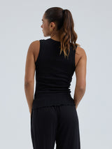 Seamless Basic Jacquard Crush | Baumwolle Tank Top Black