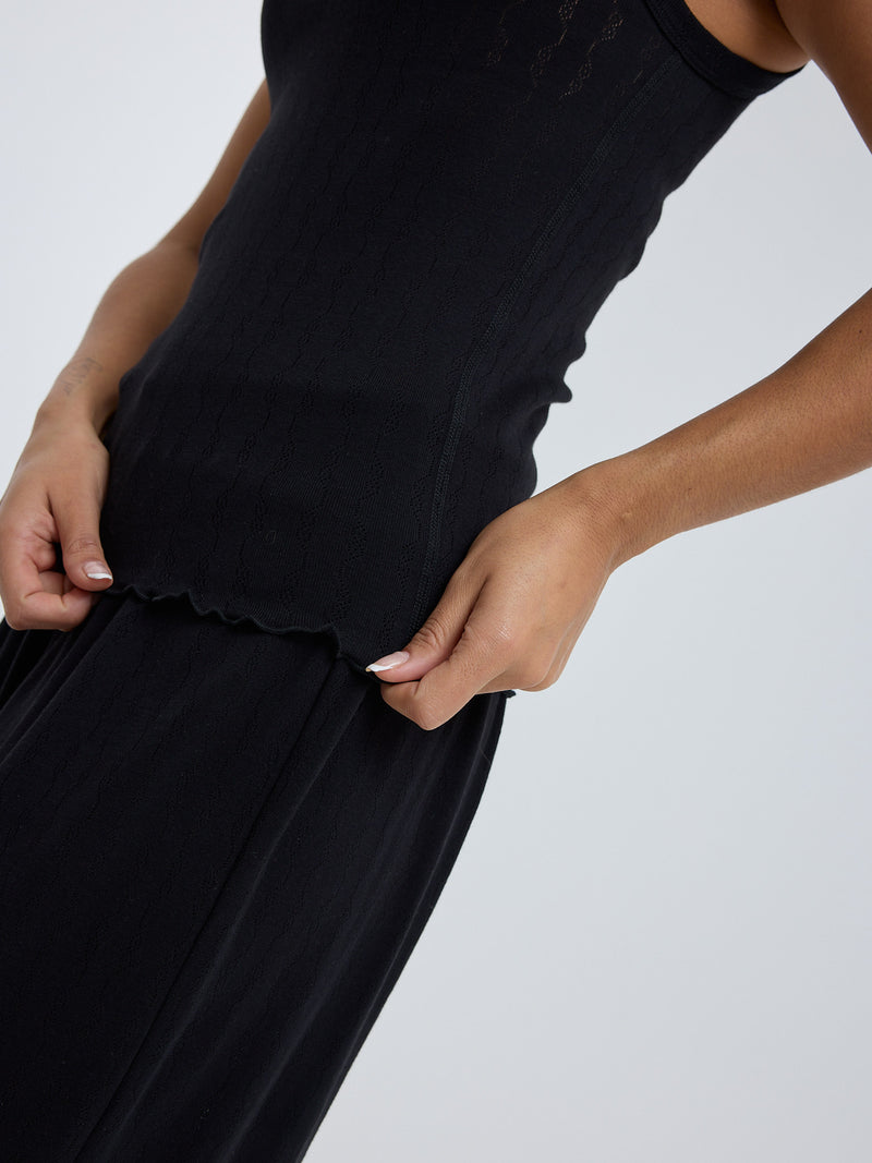 Seamless Basic Jacquard Crush | Baumwolle Tank Top Black