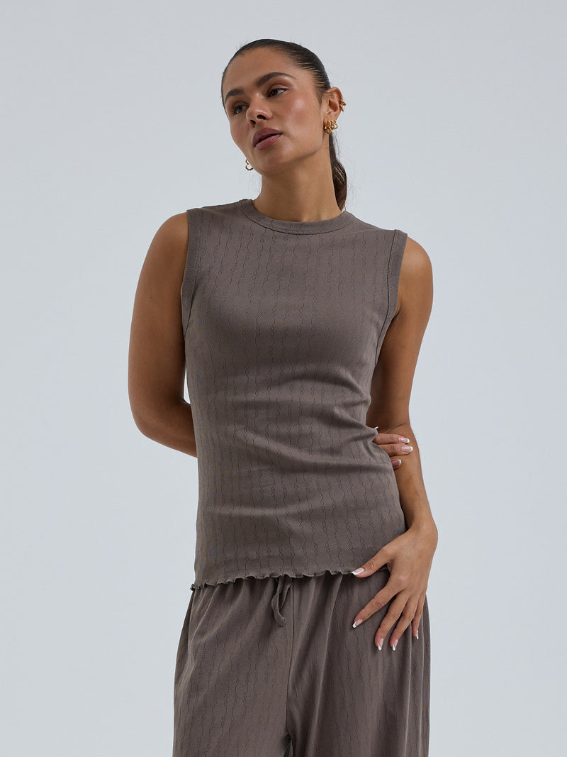 Seamless Basic Jacquard Crush | Baumwolle Tank Top Fungi