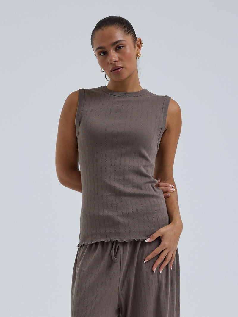 Seamless Basic Jacquard Crush | Baumwolle Tank Top Fungi