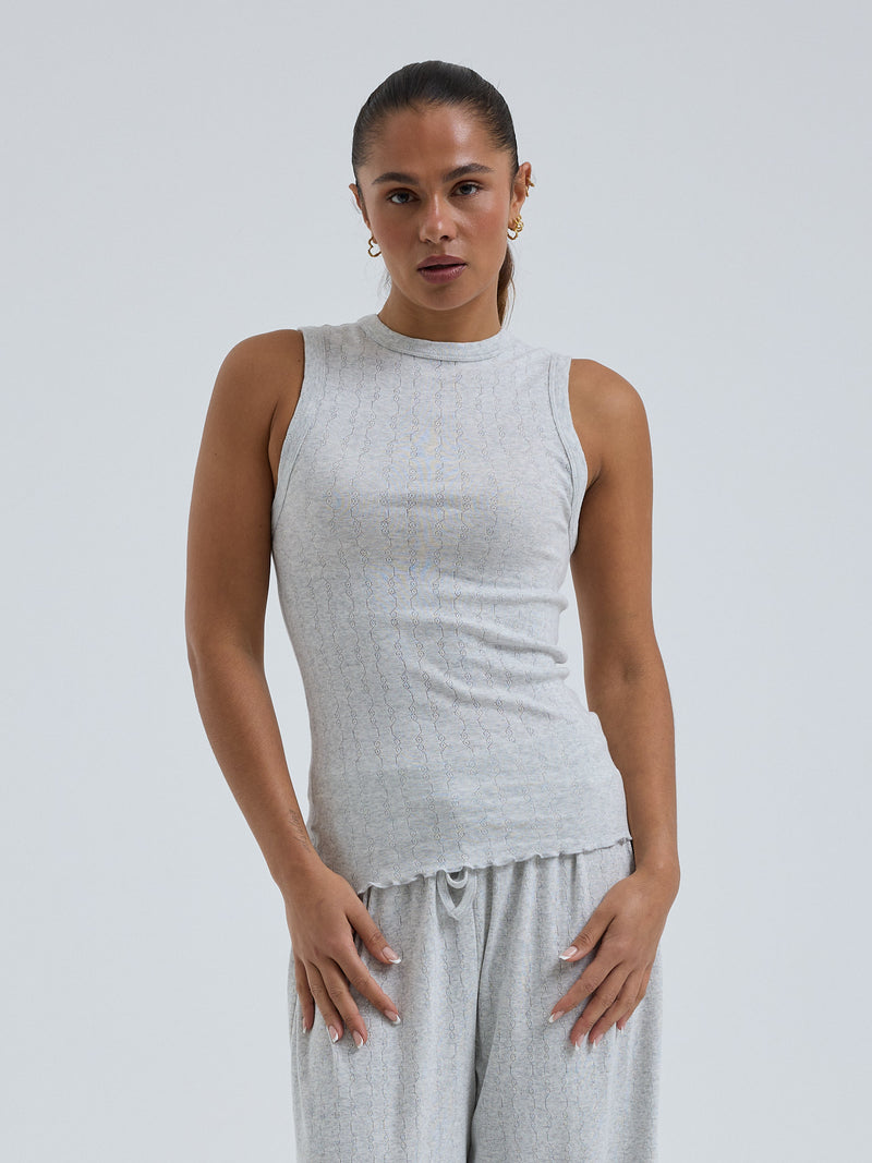 Seamless Basic Jacquard Crush | Baumwolle Tank Top Lt grey melange