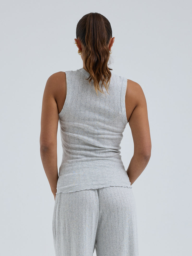 Seamless Basic Jacquard Crush | Baumwolle Tank Top Lt grey melange