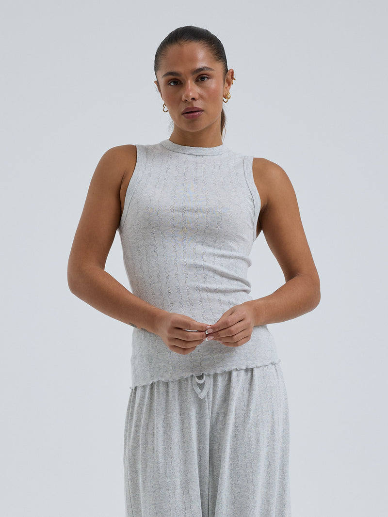 Seamless Basic Jacquard Crush | Baumwolle Tank Top Lt grey melange