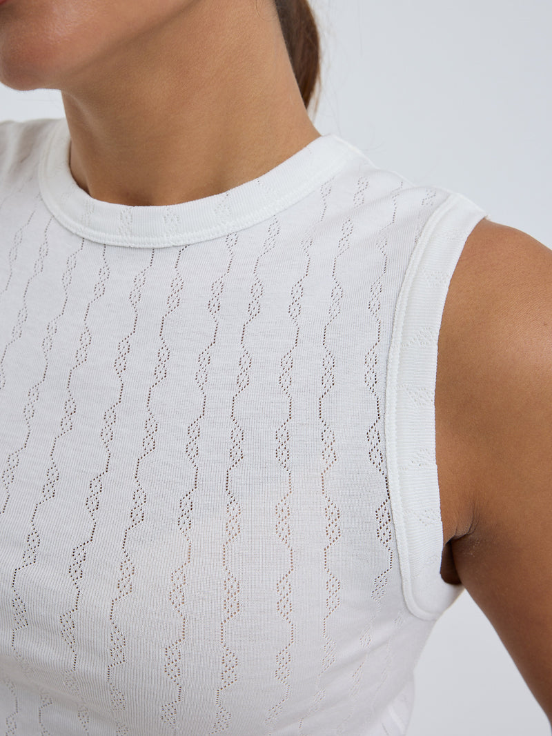 Seamless Basic Jacquard Crush | Baumwolle Tank Top Off-White