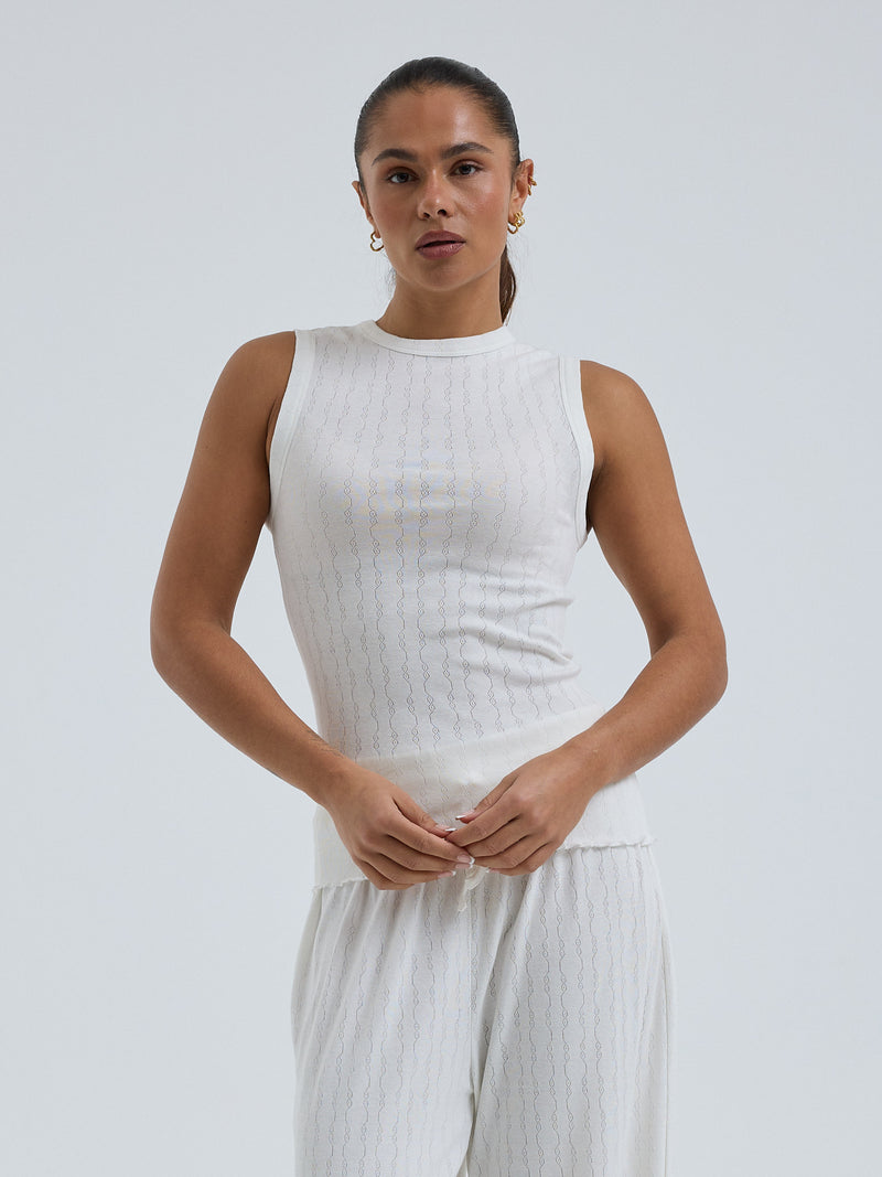 Seamless Basic Jacquard Crush | Baumwolle Tank Top Off-White