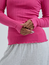 Seamless Basic Jacquard Fiore | Baumwolle L/S T-Shirt Berry Pink