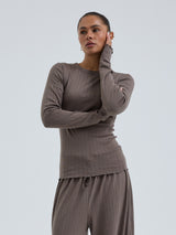 Seamless Basic Jacquard Fiore | Baumwolle L/S T-Shirt Fungi