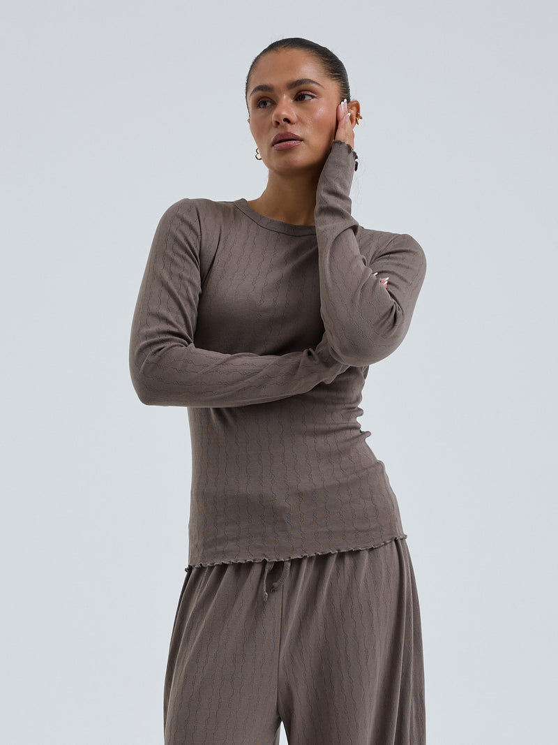 Seamless Basic Jacquard Fiore | Baumwolle L/S T-Shirt Fungi