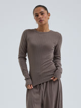 Seamless Basic Jacquard Fiore | Baumwolle L/S T-Shirt Fungi