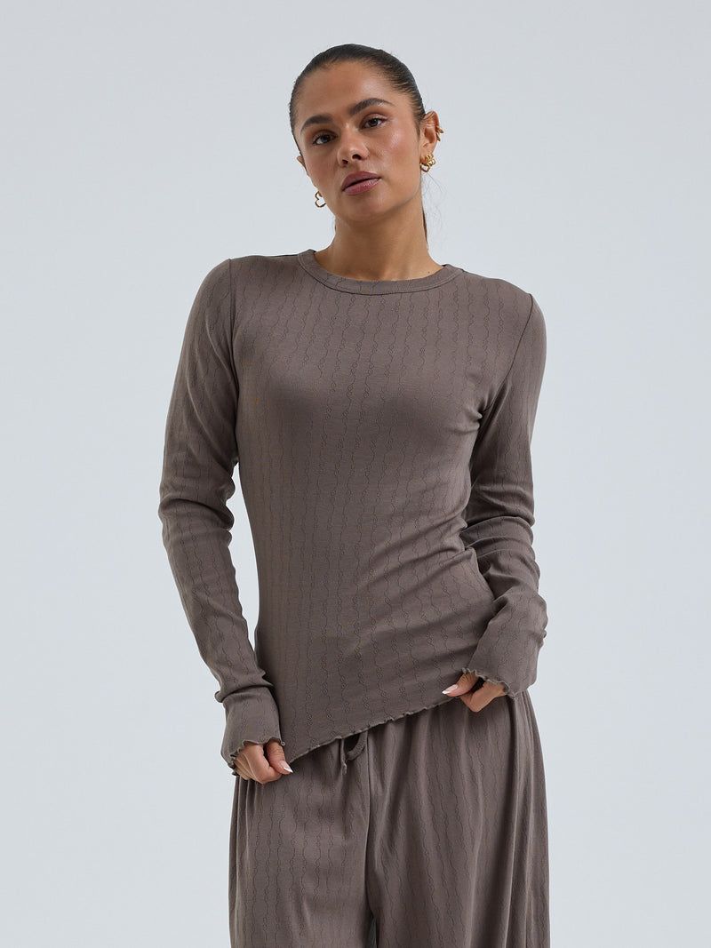 Seamless Basic Jacquard Fiore | Baumwolle L/S T-Shirt Fungi