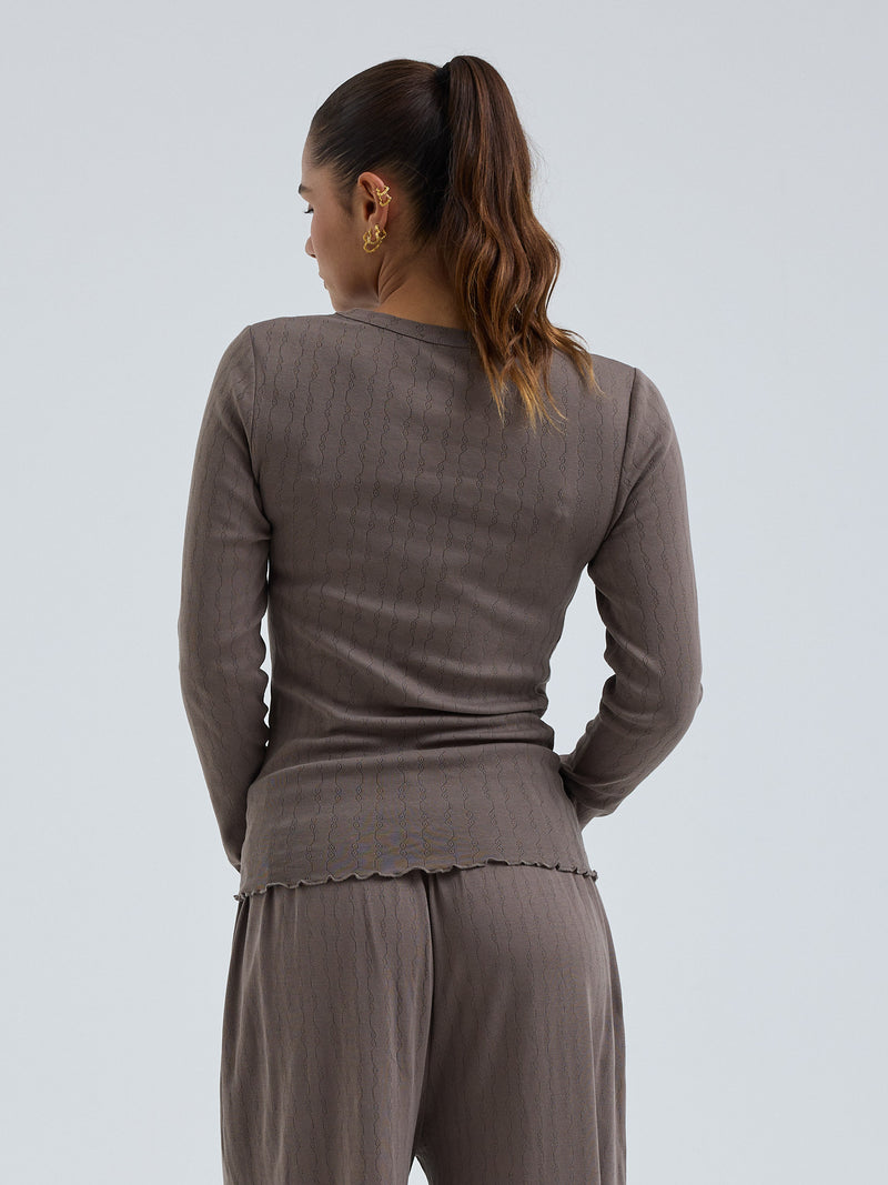 Seamless Basic Jacquard Fiore | Baumwolle L/S T-Shirt Fungi