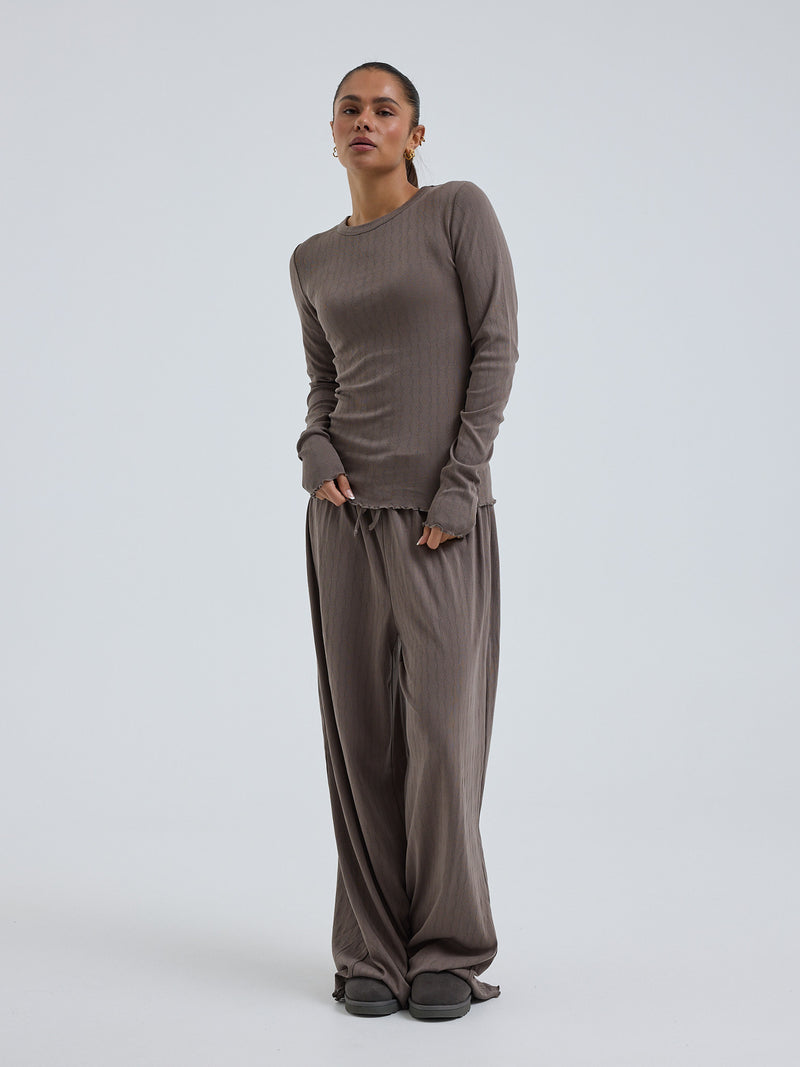 Seamless Basic Jacquard Fiore | Baumwolle L/S T-Shirt Fungi