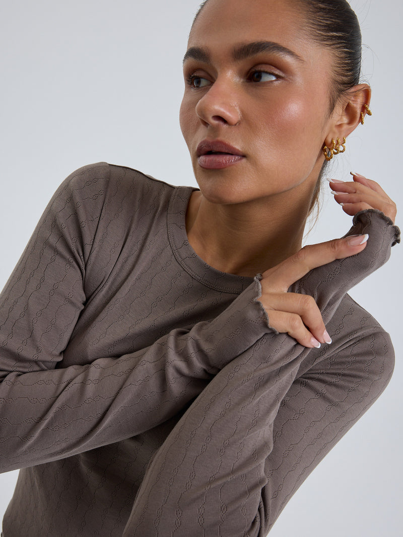 Seamless Basic Jacquard Fiore | Baumwolle L/S T-Shirt Fungi